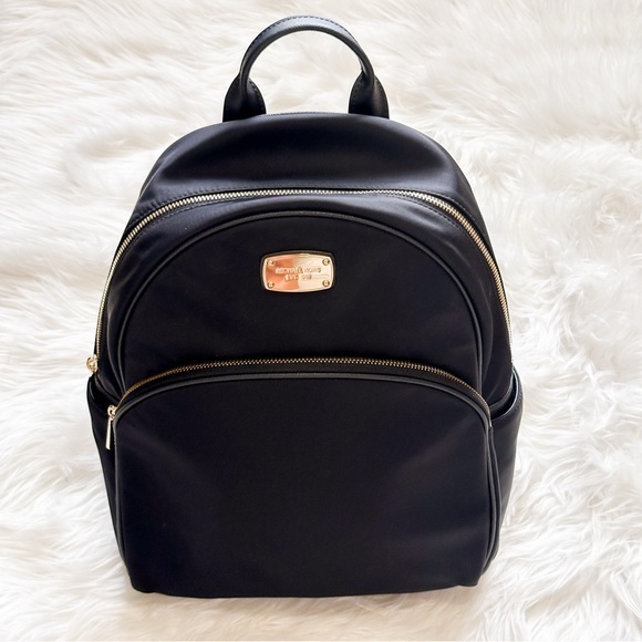 Michael Kors Black Backpack With Gold Details